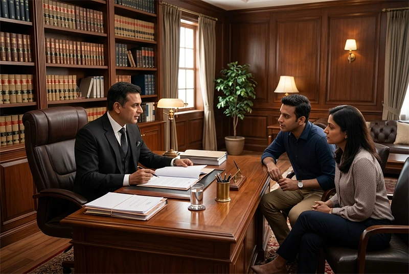 Lawyer discussing the mutual divorce procedure in Kerala with a couple